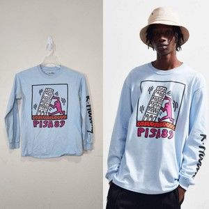 Keith Haring Blue Pisa 89 Long-Sleeve T Shirt Size S